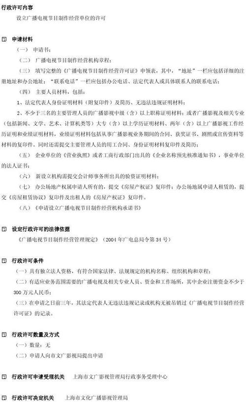 设立广播电视节目制作经营单位的许可(上海市)